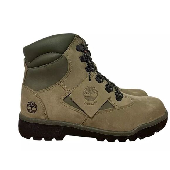 Timberland 6in Leather Field Boot Juniors Big Kids Size 4-4.5 Green Black Chukka